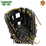 NEW 【湯もみ型付け加工無料】GSグローブ　少年軟式用グラブ　ブラック　ステッチブルー　掴み型　L型　４〜６年生用　ユースサイズ