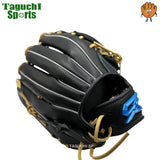 NEW 【湯もみ型付け加工無料】GSグローブ　少年軟式用グラブ　ブラック　ステッチブルー　掴み型　L型　４〜６年生用　ユースサイズ