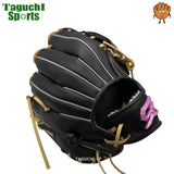 NEW【湯もみ型付け加工無料】GSグローブ　少年軟式用グラブ　　ブラック　ステッチピンク　掴み型　S型　2〜4年生用