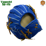 NEW【メーカー湯もみ型付け済】【選手に合わせて型を整えて再度当店で型付けします！】【2026年モデル】ジームス(ZEEMS)　　限定 少年軟式用グラブ　少年軟式用グローブ 16DJN5　直刺繍コウモリラベル　右投げ　大型　ブルー×タン紐　小学校5年～中学生向け