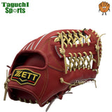 NEW【湯もみ型付け加工済み】【即戦力】ZETT プロステイタス 硬式グラブ　外野手用　サイズ8　BPROG678 小指2本　ガッチリ掴み　ボルドーブラウン×パステルブラウン紐